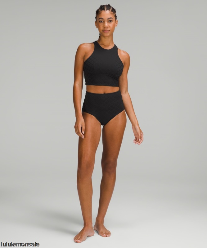 Lululemon Damen DELULU495 | Diamond Grid Badetop C/d Cup Schwarz